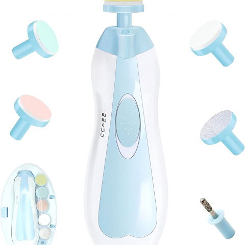 Set pila electrica pentru copii si bebelusi, abs, 6 accesorii, cu lumina led, albastru alb [3]