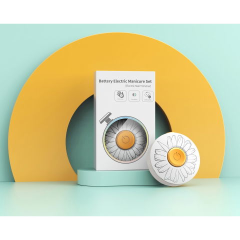 Set pila electrica pentru copii si bebelusi, abs, incarcare usb, model cu flori, 6 accesorii, cu lumina led, alb [3]