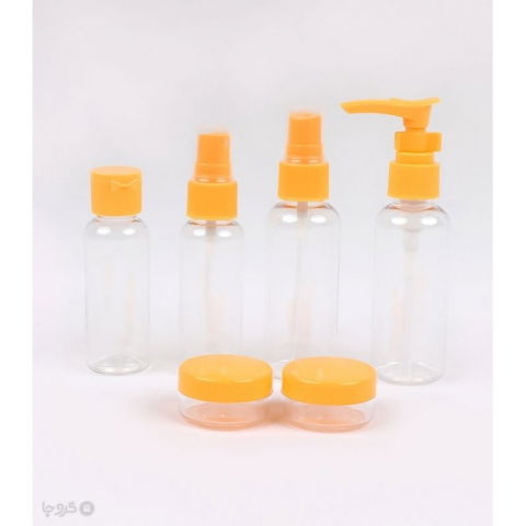 Set recipiente pentru cosmetice, 5 piese, cu gentuta, pentru calatorii, reutilizabile, portocaliu, material plastic, 40 ml, 10g [4]