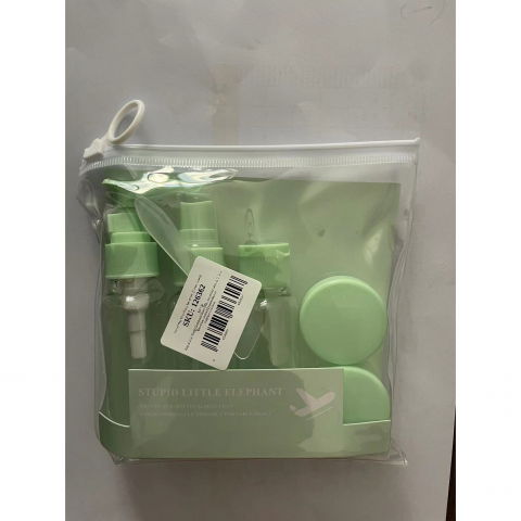 Set recipiente pentru cosmetice, 5 piese, cu gentuta, pentru calatorii, reutilizabile, verde, material plastic, 40 ml, 10g [1]