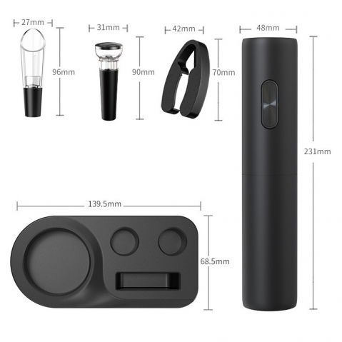 Set tirbuson electric din 5 piese, deschizator electric, cu baterii, multifunctional, 23x14cm, negru [3]