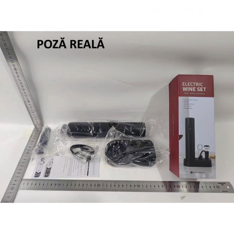 Set tirbuson electric din 5 piese, deschizator electric, cu baterii, multifunctional, 23x14cm, negru [4]