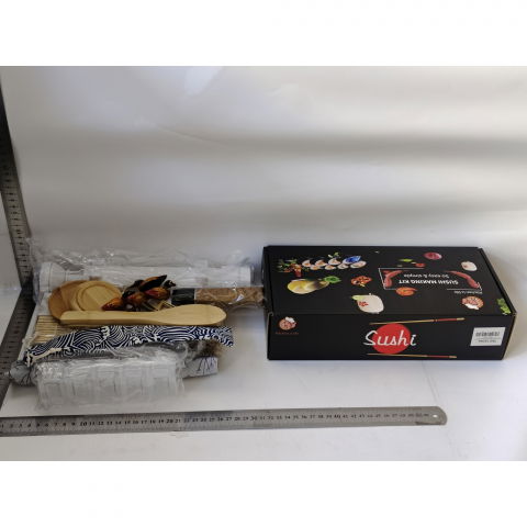 Set ustensile pentru sushi, set din 24 accesorii pentru sushi, set pentru sushi home made, cutit inclus, forme, betisoare, multicolor [1]