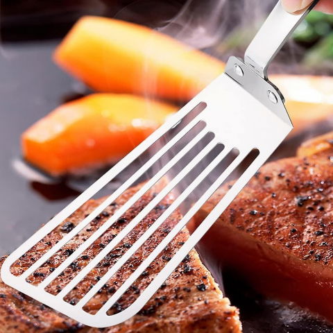 Spatula flexibila  fish turner, din otel, durabila, cu margini subtiri pentru taiere, pentru carne, oua, peste, multifunctionala, argintiu [6]