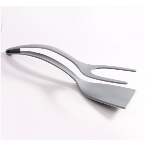 Ustensile, tacâmuri, căni și accesorii de bucătărie - Spatula multifunctionala tip cleste, spatula cleste pentru gatit, silicon pp, pentru alimente, carne, paine, 31 x 8.5 cm gri