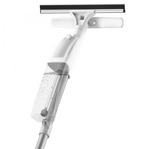 Maturi, Perii, Mopuri si Galeti - Stergator de geamuri cu doua fete, tija telescopica, cu recipient de lichid, laveta din microfibra, racleta silicon, 120 cm, alb