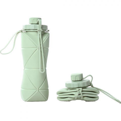 Genti, organizatoare şi accesorii voiaj - Sticla de apa pliabila  din silicon,reutilizabila, rezistenta la temepreturi ridiate, usor de depozitat si carat, 22 x 7.8 cm, 600 ml, verde
