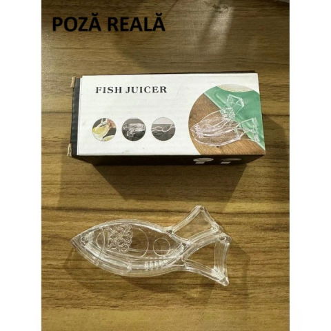 Storcator de citrice manual, rezistente, usor de folosit si depozitat, durabil, calitativ, 12x5.2 cm, model peste, transparent [10]