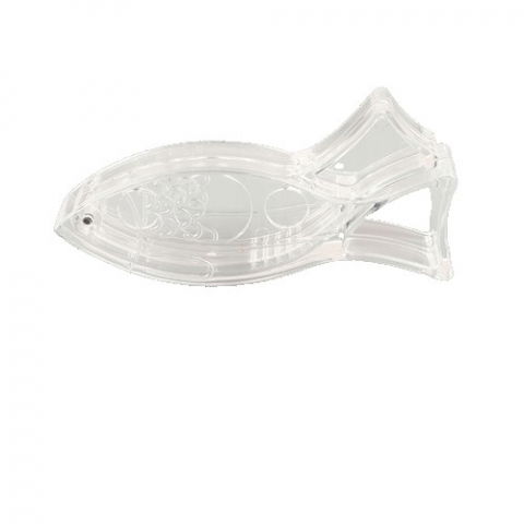 Ajutoare pentru gatit - Storcator de citrice manual, rezistente, usor de folosit si depozitat, durabil, calitativ, 12x5.2 cm, model peste, transparent