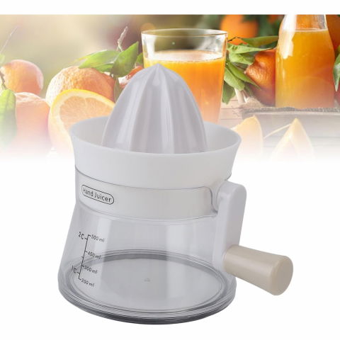 Storcator de citrice manual, rezistente, usor de folosit si depozitat, durabil, calitativ, 16.5x13cm, transparent/ alb [7]