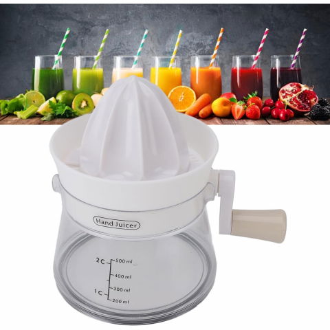 Storcator de citrice manual, rezistente, usor de folosit si depozitat, durabil, calitativ, 16.5x13cm, transparent/ alb [6]