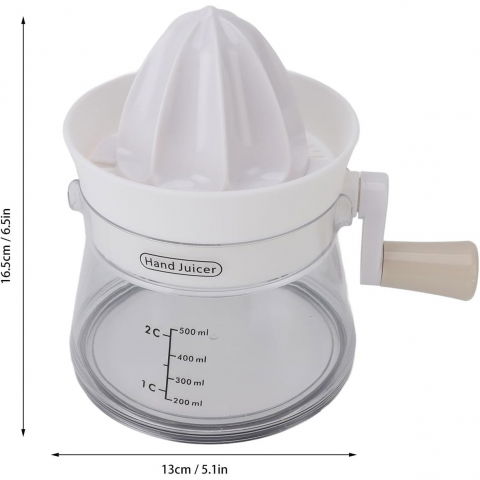 Storcator de citrice manual, rezistente, usor de folosit si depozitat, durabil, calitativ, 16.5x13cm, transparent/ alb [8]