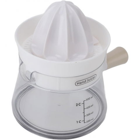 Storcator de citrice manual, rezistente, usor de folosit si depozitat, durabil, calitativ, 16.5x13cm, transparent/ alb [9]