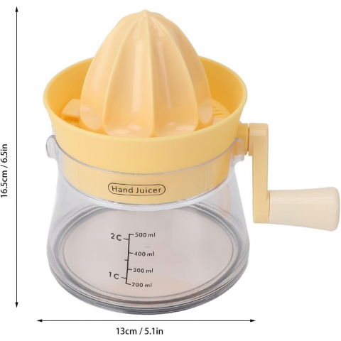 Storcator de citrice manual, rezistente, usor de folosit si depozitat, durabil, calitativ, 16.5x13cm, transparent/ galben [4]