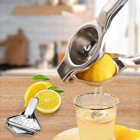 Storcator de citrice manual, storcator de fructe moi, rezistent, usor de folosit si depozitat, durabil, calitativ, 20.5 x 7cm, inox, argintiu [2]