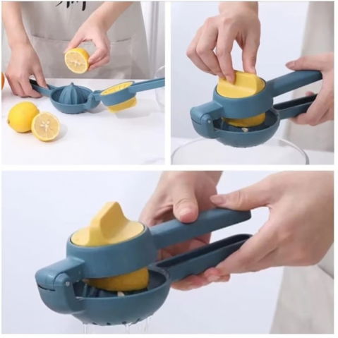 Storcator manual citrice, pentru lamai, portocale, cu actiune dubla, usor de utilizat, material abs rezistent, 8x10x22 cm, albastru [4]