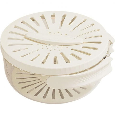 Organizatoare si accesorii pentru bucatarie - Strecuratoare 2 in 1 pentru fructe si legume, cos de scurgere si cutie de depozitare, 15.5 x 8.3 cm, din pp, cu maner si capac, alb