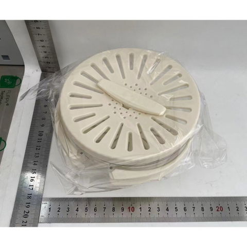 Strecuratoare 2 in 1 pentru fructe si legume, cos de scurgere si cutie de depozitare, 15.5 x 8.3 cm, din pp, cu maner si capac, alb [1]