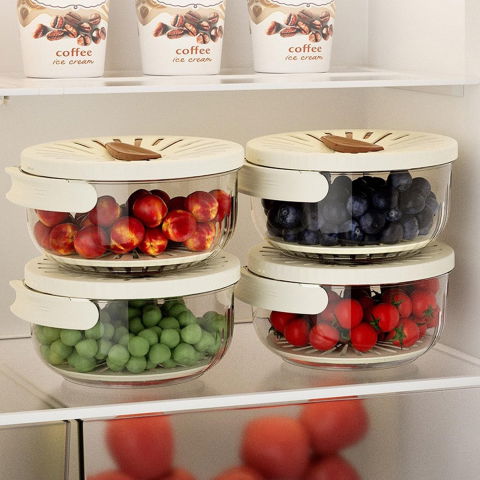 Strecuratoare 2 in 1 pentru fructe si legume, cos de scurgere si cutie de depozitare, 15.5 x 8.3 cm, din pp, cu maner si capac, maro [4]