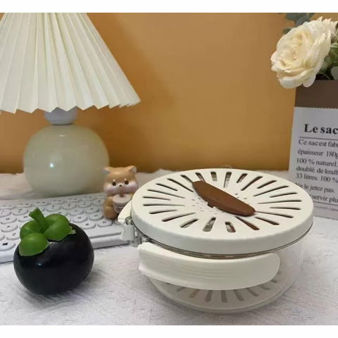 Strecuratoare 2 in 1 pentru fructe si legume, cos de scurgere si cutie de depozitare, 15.5 x 8.3 cm, din pp, cu maner si capac, maro [6]