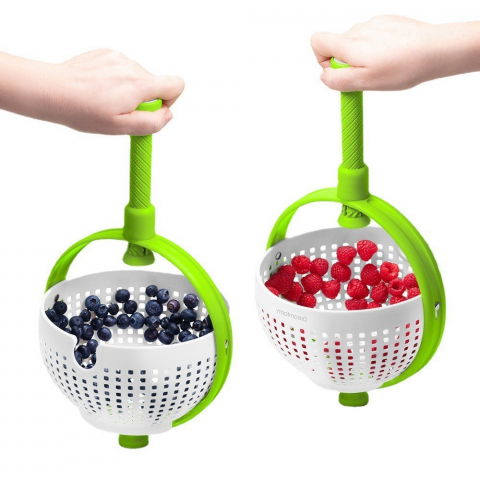 Strecuratoare multifunctionala rotativa, cu maner, material abs, 22x12 cm, maner 18 cm, cu ventuza pentru prindere sigura, practic si usor de folosit, verde [4]