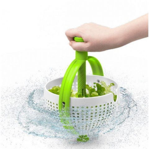 Strecuratoare multifunctionala rotativa, cu maner, material abs, 22x12 cm, maner 18 cm, cu ventuza pentru prindere sigura, practic si usor de folosit, verde [3]