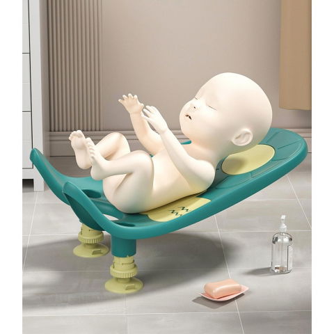 Suport de baie bebelusi, 0-12 luni, montare pe chiuveta/lavoar/cada, ventuze antiderapante cu intaltime reglabila, 50 x 24 x 12.5 cm, verde [3]