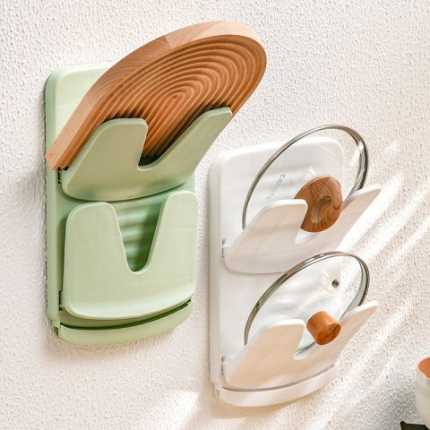 Suport de bucatarie, pentru capace/tocatoare, din plastic, colectare apa scursa, montare fara perfoarare, 33.3 x 20.7 x 3.5 cm, alb [4]