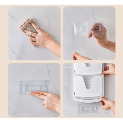 Suport de bucatarie, pentru capace/tocatoare, din plastic, colectare apa scursa, montare fara perfoarare, 33.3 x 20.7 x 3.5 cm, alb [2]