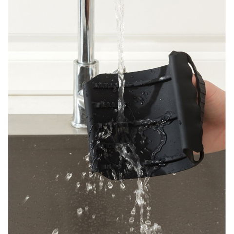 Suport de silicon multifunctional de mana, pentru cuptor, alimente fierbinti, carne, izolare termica, anti-alunecare, 18x12x1.5 cm, negru [2]