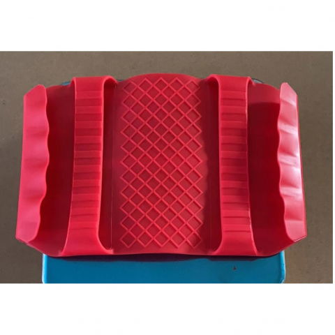 Suport de silicon multifunctional de mana, pentru cuptor, alimente fierbinti, carne, izolare termica, anti-alunecare, 18x12x1.5 cm, rosu [2]