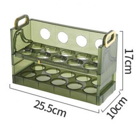 Suport organizator pentru oua, pentru frigider, verde transparent, capacitate 20 oua, doua straturi, cu data de expirare, 25.5x10x17 cm [7]