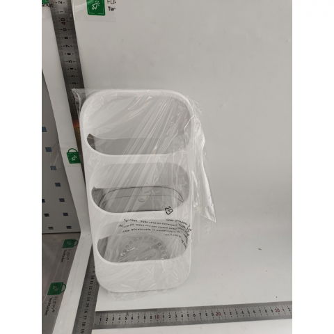Suport - organizator pentru tacamuri, 3 compartimente, suport pentru cosmetica, ustensile, material pp durabil, 33 x 16 x 15 cm alb [1]