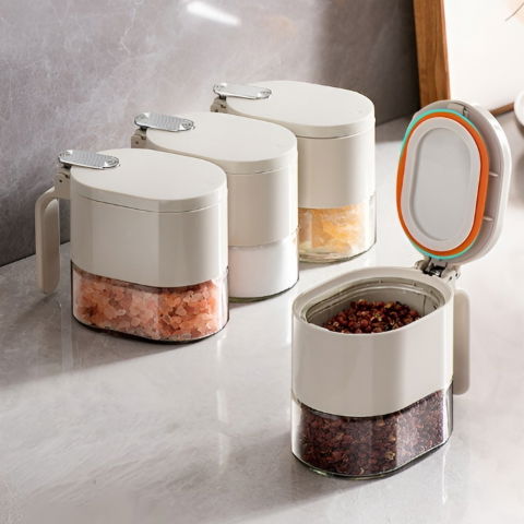 Suport pentru depozitare condimente, ulei, otet, montare pe perete din 9 piese, uz casnic, pentru bucatarie, 24 x 21.9 x 31.5cm, alb [7]