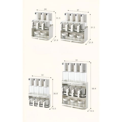 Suport pentru depozitare condimente, ulei, otet, montare pe perete din 9 piese, uz casnic, pentru bucatarie, 31x13.5x36.8cm, alb [2]