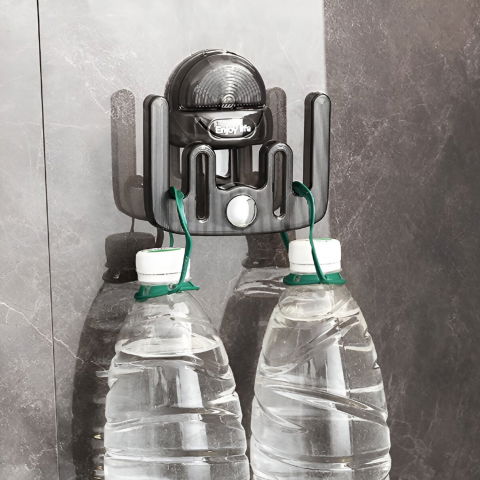 Suport pentru incaltamintea de casa, fara perforare, montare pe perete, prindere adeziva, 11.6x11x4.8cm, gri transparent [6]