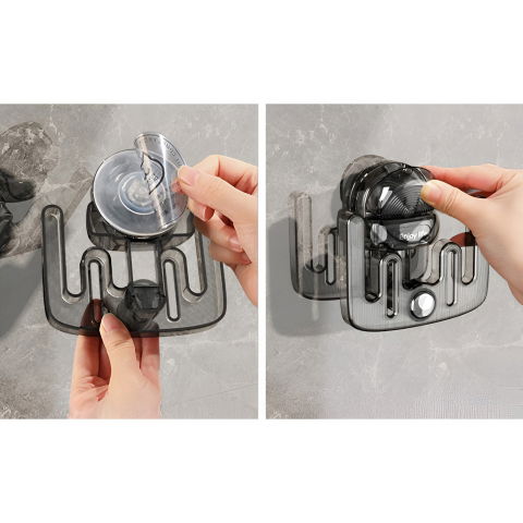 Suport pentru incaltamintea de casa, fara perforare, montare pe perete, prindere adeziva, 11.6x11x4.8cm, gri transparent [4]