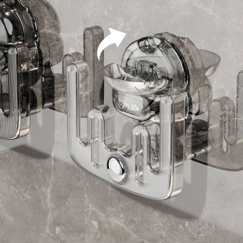 Suport pentru incaltamintea de casa, fara perforare, montare pe perete, prindere adeziva, 11.6x11x4.8cm, transparent [5]