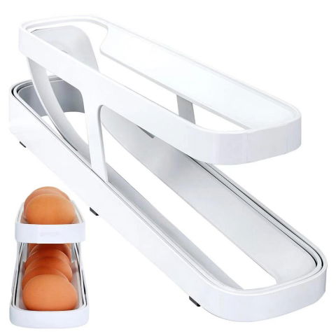 Suport pentru oua, pentru usa frigiderului, cu doua straturi, 36x8.2x10cm, alb [4]