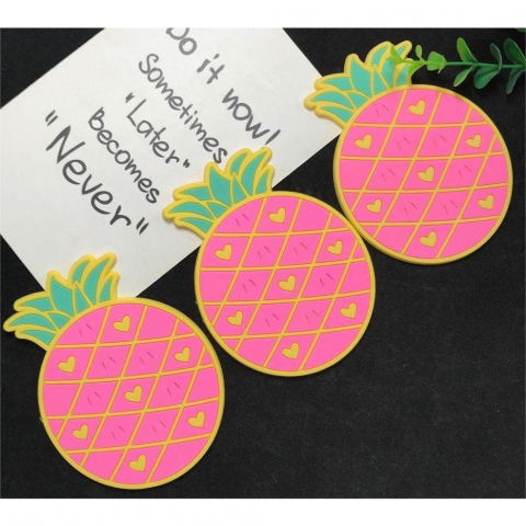 Suport pentru pahar, model ananas, din pvc, 12 x 9 cm, rezistent la caldura, roz [1]