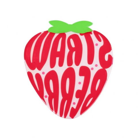 Organizatoare si accesorii pentru bucatarie - Suport pentru pahar, model capsuna, din pvc, 15.5 x 15.5 cm, rezistent la caldura, roz/rosu