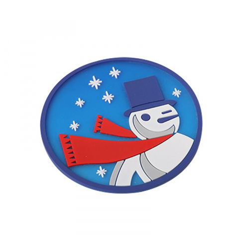 Organizatoare si accesorii pentru bucatarie - Suport pentru pahar, model om de zapada, din pvc, 10 cm, rezistent la caldura, albastru