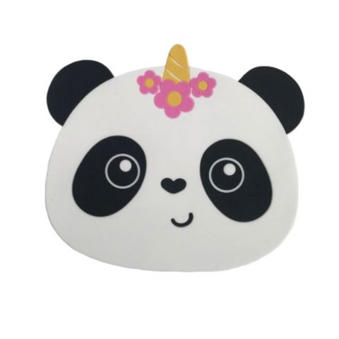 Organizatoare si accesorii pentru bucatarie - Suport pentru pahar, model urs panda, din pvc, 18.5x16 cm, rezistent la caldura, alb/negru
