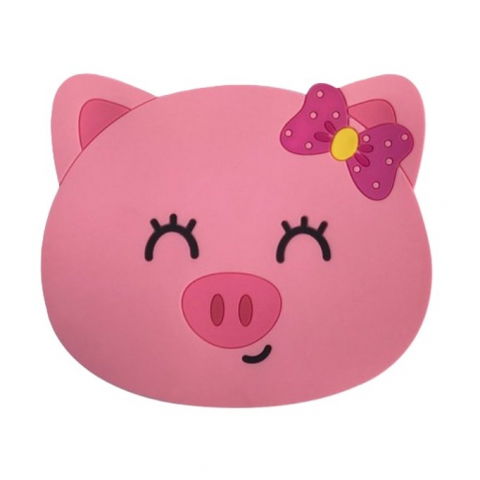 Organizatoare si accesorii pentru bucatarie - Suport pentru pahar, model urs purcelus, din pvc, 15.5x15.5 cm, rezistent la caldura, roz