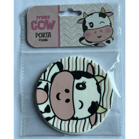 Suport pentru pahar, model vacuta, din pvc, 10 cm, rezistent la caldura, alb/negru [1]