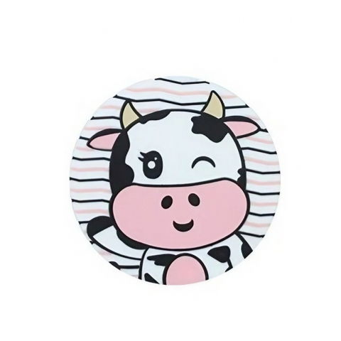 Accesorii și ustensile in bucatarie - Suport pentru pahar, model vacuta, din pvc, 10 cm, rezistent la caldura, alb/negru