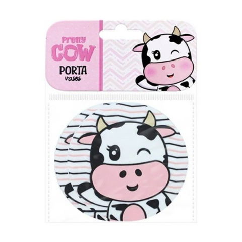 Suport pentru pahar, model vacuta, din pvc, 10 cm, rezistent la caldura, alb/negru [3]