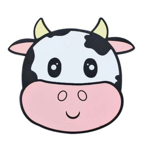 Organizatoare si accesorii pentru bucatarie - Suport pentru pahar, model vacuta, din pvc, 15.5 x 15.5 cm, rezistent la caldura, alb/roz