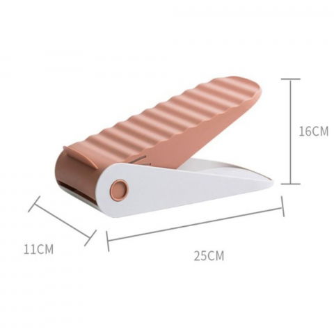 Suport pentru pantofi, cu două straturi, organizator, antiderapant și durabil, inălțime reglabilă, 25.5x11x7.5 cm, roz, 150 g [2]