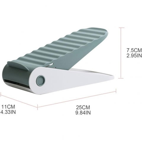 Suport pentru pantofi, cu două straturi, organizator, antiderapant și durabil, inălțime reglabilă, 25.5x11x7.5 cm, verde, 150 g [1]